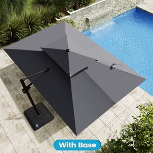 Crestlive Products 12FT Double Top Cantilever Umbrella Outdoor all Degree Rotation 6 Heights Adjustable Cantilever Patio Umbrella with Base - 1 of 4