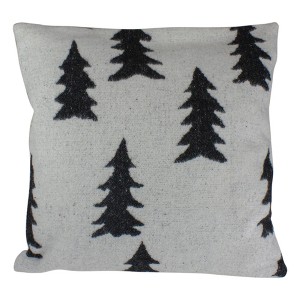 Northlight 18" White and Black Forest Trees Knit Christmas Throw Pillow - 1 of 4