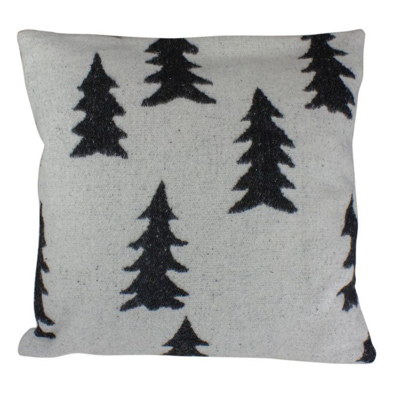 Northlight 18" White and Black Forest Trees Knit Christmas Throw Pillow, 1 of 5