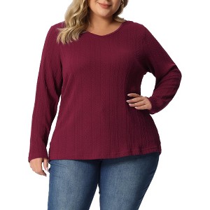 Agnes Orinda Women's Plus Size Knit Thin Fall Winter Trendy Crochet Comfy Pullover Blouse - 1 of 4