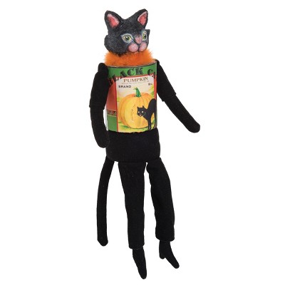 Gallerie II Calix Cat Canned Pumpkin Halloween Fall Harvest Art Doll Decor Decoration