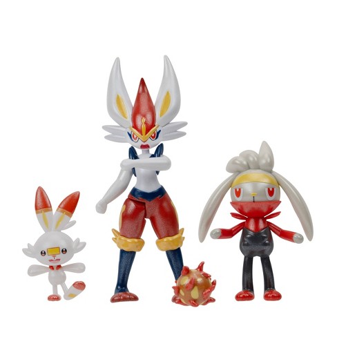 Pokémon Scorbunny, Raboot, And Cinderace Select Evolution Action Figure ...