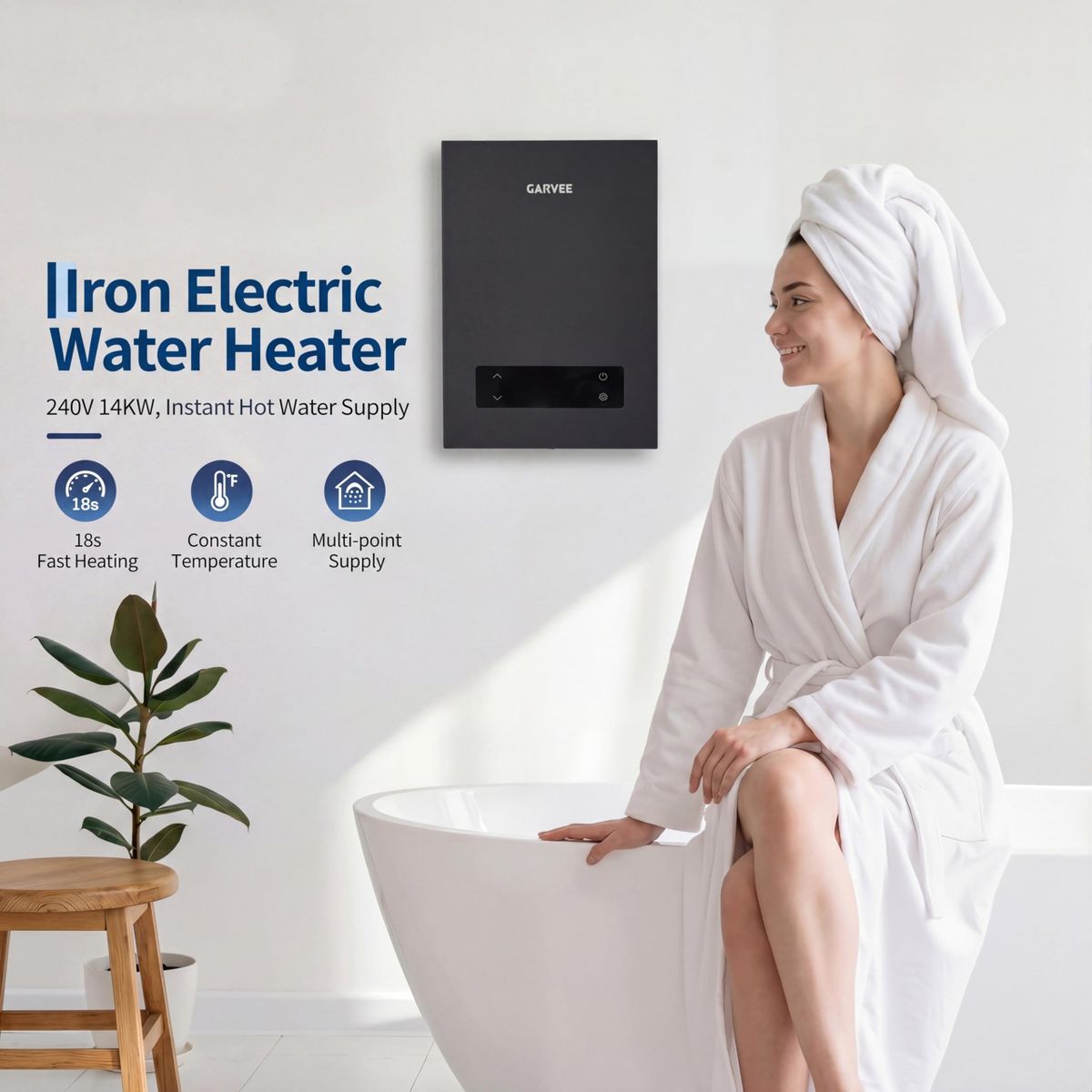 Garvee Tankless Water Heater Whole House On-Demand Instant Hot Water Compact Wall-Mounted Unit - thumbnail 4
