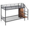 NicBex Twin Over Twin/Full Over Full Metal Bunk Bed with Ladder and Guardrail,Loft Bed with Storage Space and Wardrobe for Bedroom,Black/White - 2 of 4