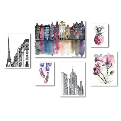 Americanflat - Modern Amsterdam New York Paris Canvas Art Set  by Claudia Libenberg