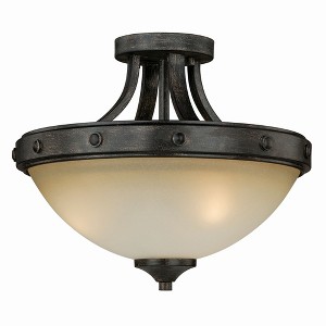 Vaxcel Halifax 2 - Light Flush Mount in  Aged Walnut - 1 of 4