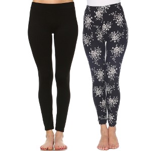 Women's Pack of 2 Leggings - One Size Fits Most - White Mark - 1 of 1