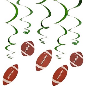 4E's Novelty 10 Pcs Hanging Swirl Decorations Perfect Football Party Supplies, Football Birthday Party Decorations - 1 of 3