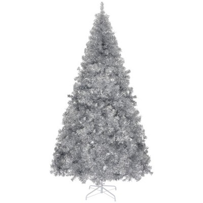 Syemin Artificial Trees 8 FT Artificial Christmas Tree, Unlit Hinged Christmas Pine Tree with 1350 Branch Tips Metal Stand, White, 40"*40"*96"