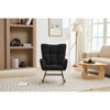 Modern Nursery Rocking Chair Upholstered Glider Chair with High Backrest and Solid Wood Legs, Teddy Fabric Accent Armchair - ModernLuxe - 2 of 4
