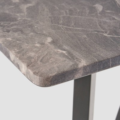 Paladina Marble and Rubberwood Square Bar Table, Black Finish