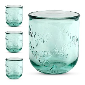 Amici Home Vino Stemless Glassware Set, 4 Piece 12 Oz Green Recycled Embossed Winery & Cocktail Cups, Rustic Italian Made Drinkware, Dishwasher Safe - 1 of 4