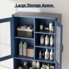 Over The Toilet Storage Cabinet with Tempered Glass Doors, Tall Freestanding Shelf/Rack - 4 of 4