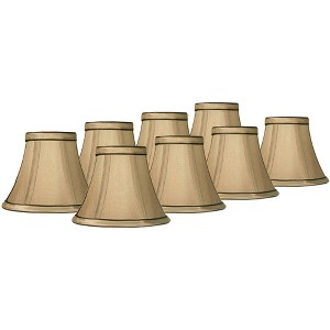 Springcrest Set of 8 Round Hardback Bell Lamp Shades Celia Tan Brown Small 3" Top x 6" Bottom x 5" High Candelabra Clip-On Fitting - 1 of 4