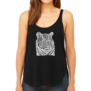 LA Pop Art Women's Premium Word Art Flowy Tank Top - Big Cats - 1 of 4