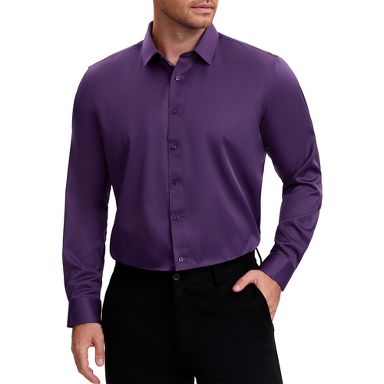 fitted lace wedding dress TUSCANY Men's Regular-FIT Solid Long Sleeve Button Down Dress Shirt main image 0