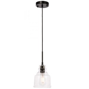Elegant Lighting Pierce 1 light Black and Clear seeded glass pendant - 1 of 4