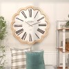 33"x33" Wood Wall Clock with Scallop Frame White - Olivia & May: Silent, Farmhouse Style, Roman Numerals - 3 of 4