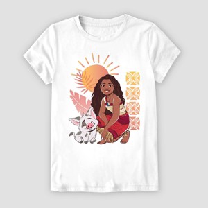 Girls' Disney Moana 2 Short Sleeve T-Shirt - White - 1 of 3