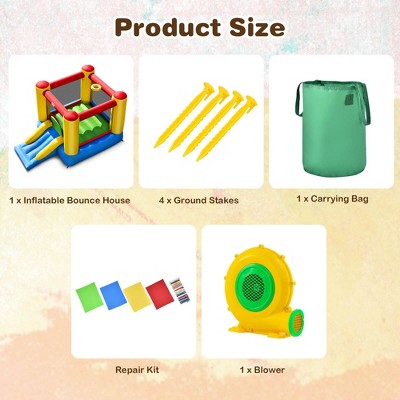 Colorful Inflatable Bouncer House with Slide and Blower