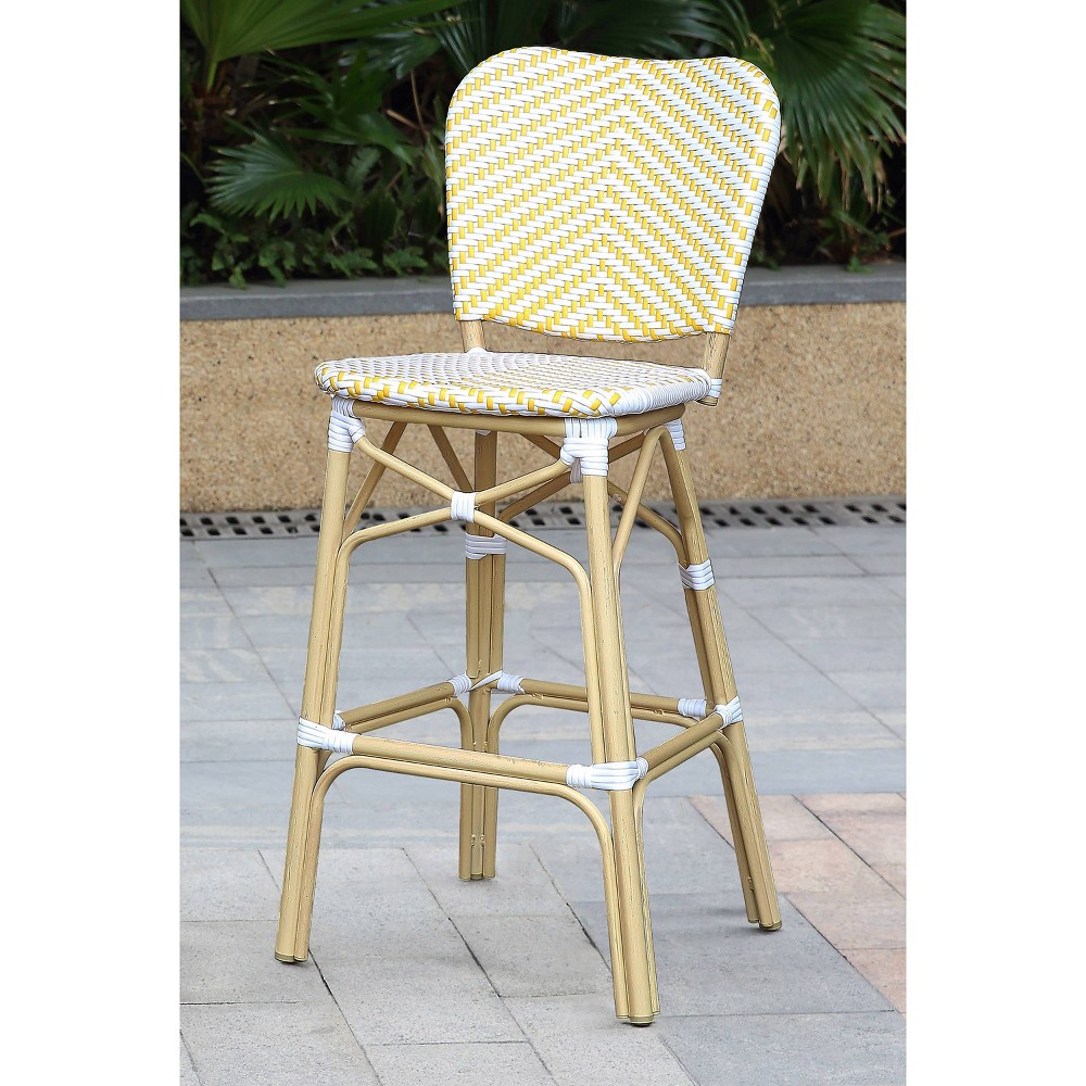 Photos - Chair Aster 2pk Wicker Patio Bar Height : Chevron Weave, Weather-Resistant