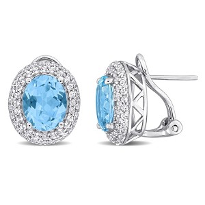 EVERLY JEWELRY | Sterling Silver 8 5/8 CT TGW Blue Topaz - Sky White Topaz Fashion Post Earrings - 1 of 4