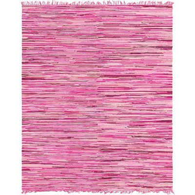 Handwoven Pink Stripe Cotton Braided Rug (8' x 10')
