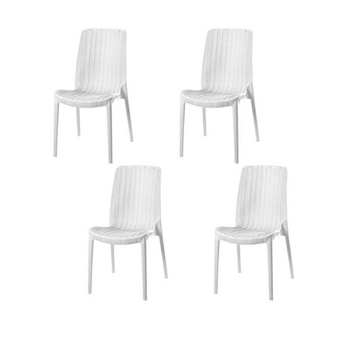4pc Rue Stackable Rattan Dining Chairs - White - Lagoon : Target