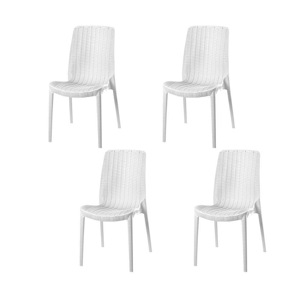 4pc Rue Stackable Rattan Dining Chairs - White - Lagoon
