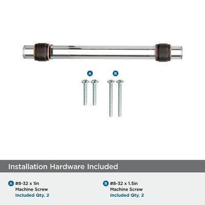 Clear and Oil-Rubbed Bronze 5-1/16" Cabinet Pull with Mounting Hardware