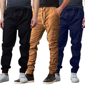 Jump Start Men's Super Flex Stretch Cargo Jogger Pants -3 Pack - 1 of 4