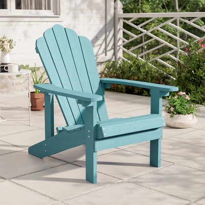 Sonkuki Faux Wood Adirondack Chair with High Back and Wide Seat