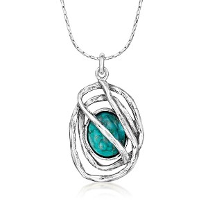 Ross-Simons Turquoise Sculptural Pendant Necklace in Sterling Silver - 1 of 3
