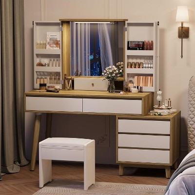 Vanity Desk with LED Mirror, 3 Lighting Modes, 6 Drawers - Elegant Dressing Table for Bedroom