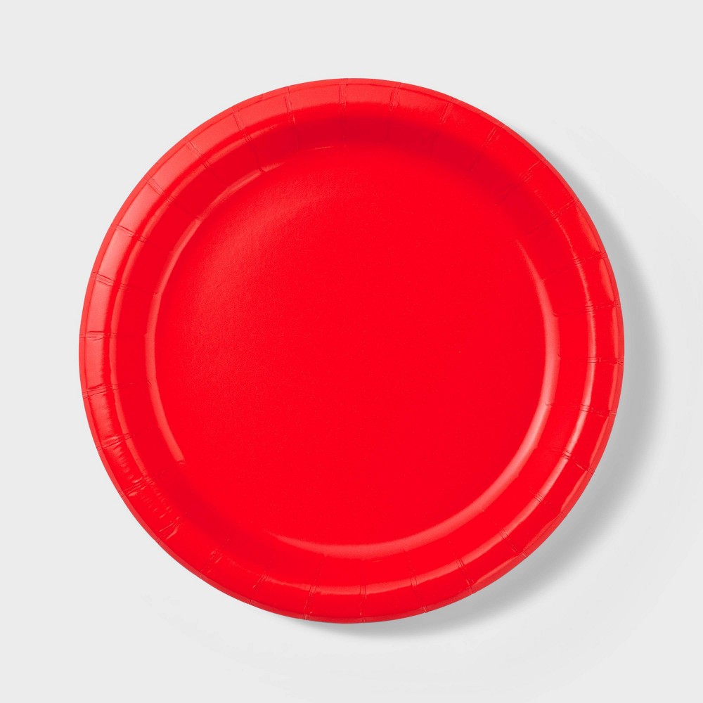 Photos - Other tableware 20ct 8.5" Disposable Dinner Plates Red - Spritz™