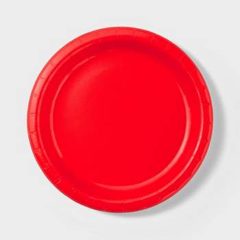 20ct 8.5" Disposable Dinner Plates Red - Spritz™