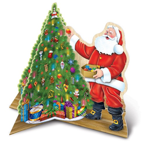 Beistle 3-D Santa w/Tree Centerpiece, 10" x 11", (2/Pkg) Multicolored - image 1 of 4