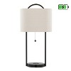 LumiSource (Set of 2) Porto 28" Contemporary Table Lamps with Wireless Charging Oil Bronze and Natural Linen Shade - 2 of 4