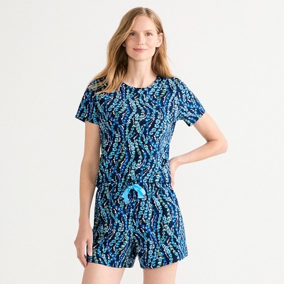 Lands' End Women's Knit Pajama Short Set Short Sleeve T-Shirt and Shorts