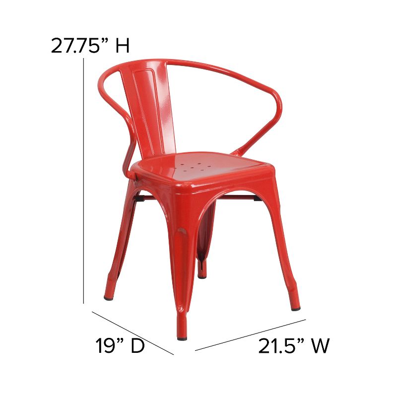 Flash Furniture Commercial Grade Metal Indoor-Outdoor Chair with Arms, 4 of 11