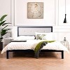 DOMETOUR 54" Full Size Platform Bed with Black Metal Frame, Beige Headboard Modern - image 2 of 4