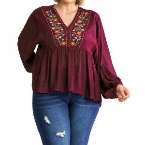 Women's Floral Embroidered Top - PLUS - umgee - 1 of 4