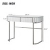 GlasFlength Mirrored Makeup Vanity Table with Stainless Steel Base, with Drawers, Versatile Desk for Bedroom and Office, Silver, 39.4"*17.7"*29.3" - 2 of 4