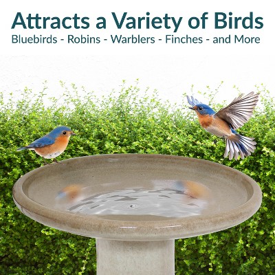 Yam Ceramic Duo-Tone Outdoor Bird Bath with Ribbed Pedestal