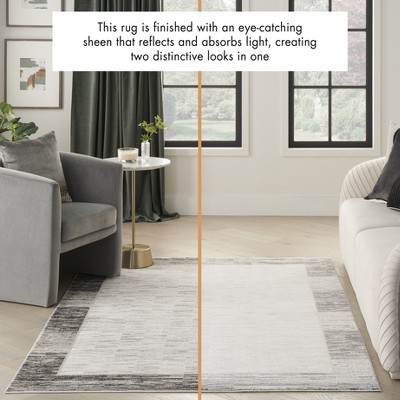 Modern Abstract Shimmer Grey Black Synthetic Rug - 7'10" x 9'10"