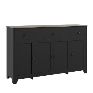 55" Sideboard Buffet Cabinet with 3 Drawers & 4 Doors, Adjustable Shelf Kitchen Storage Console for Dining Room Living Room - 1 of 4