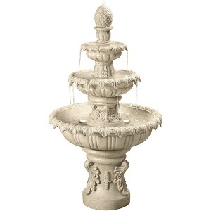 Ibiza 46" High Large Italian Outdoor Decor Sand Stone Floor Fountain with Light LED 3-Tier Outside Garden Patio Yard Backyard - 1 of 4