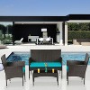 BestMassage Patio Furniture Set 4 Pieces with Glass Topped Coffee Table Cushions - 2 of 4