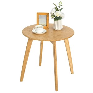 Costway Natural Round End Table Modern Stylish Side Table w/ 20'' Round Tabletop - 1 of 4