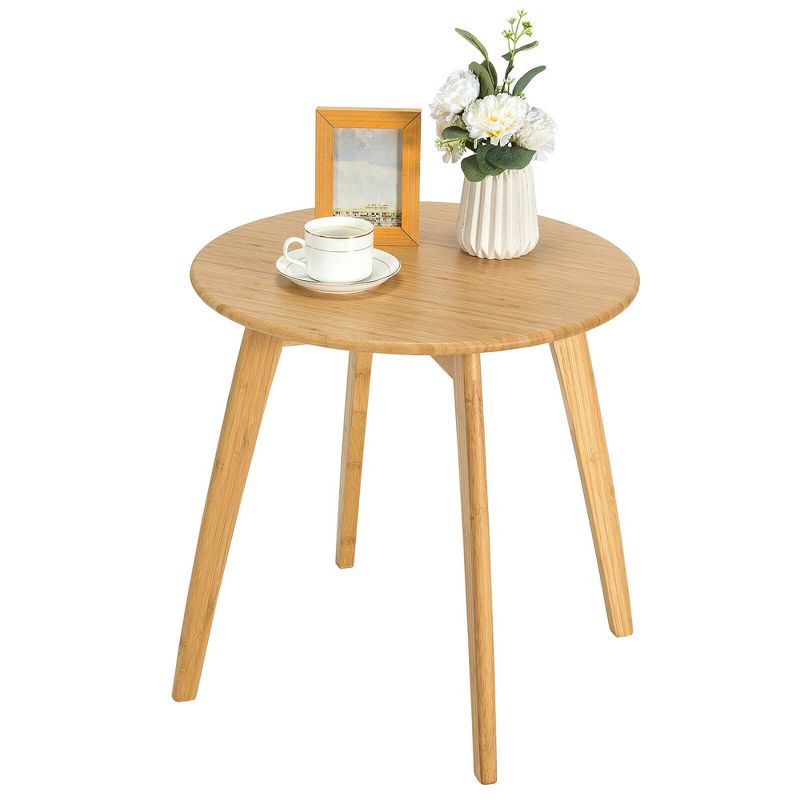 Costway Natural Round End Table Modern Stylish Side Table w/ 20'' Round Tabletop, 1 of 11